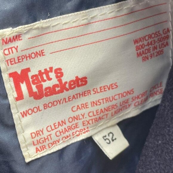 NC A&T AGGIES Varsity Letterman Wool & Leather Jacket Navy Gold Size 52 Vintage - Picture 3 of 5